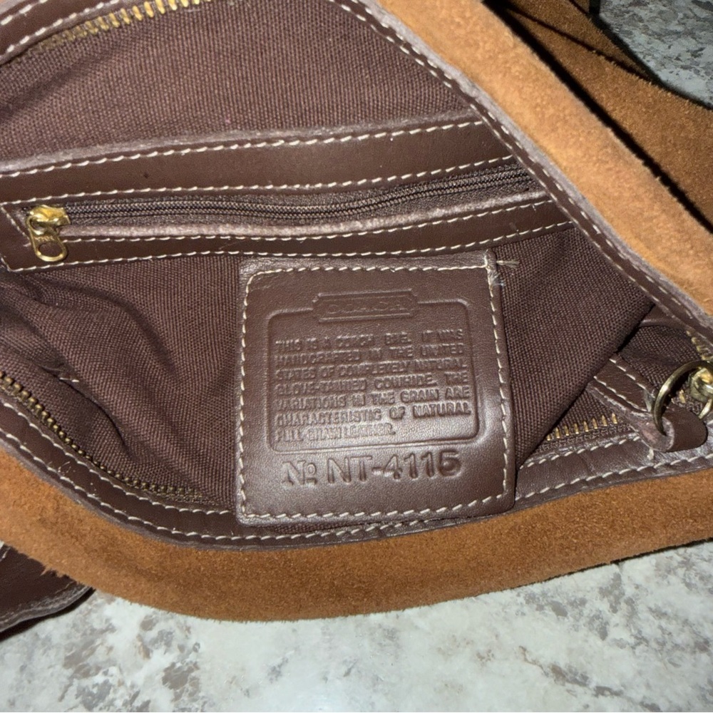 COACH Legacy Suede Chocolate Brown Slim Bucket Shoulder Bag Vintage Y2K 4115 - Picture 3 of 12